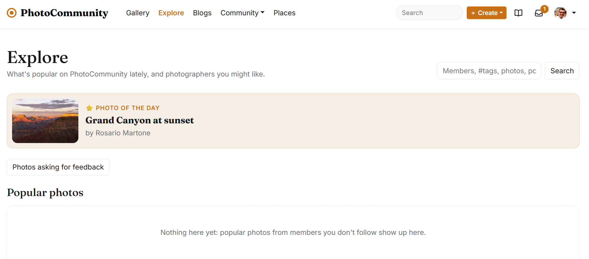 Explore: trending tags, popular photos and photographers to follow